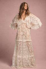 Roylan Lace Mesh Maxi Dress