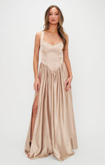 Abigail Maxi Dress ~ Champagne Luxe Satin