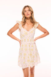 Finny Upcycled Cotton Mini Dress - PEACHY SUNRISE