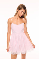 Harrisine Cotton Pinstripe Mini Dress - PINK RIVIERA