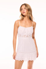 Maera Cotton Lace-Trimmed Mini Dress