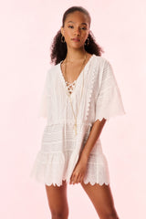 Orcia Cotton Scalloped Mini Dress