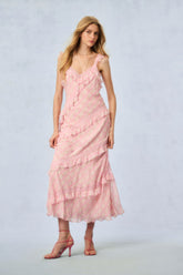 Radiance Fragrance Print Maxi Dress - STRAWBERRY MACAROON