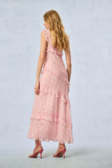 Radiance Fragrance Print Maxi Dress - STRAWBERRY MACAROON