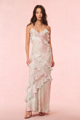 Rialto Pastel Ruffle Maxi Dress - LILAC SPRING
