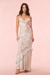 Rialto Pastel Ruffle Maxi Dress - LILAC SPRING