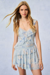 Serima Fragrance Print Mini Dress - WHISPER BLUE