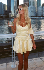 Abigail Mini Dress ~ Pale Yellow Taffeta
