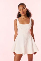 Vionne Denim Embroidered Mini Dress