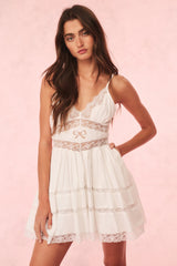 Zima Cotton Lace Bow Mini Dress