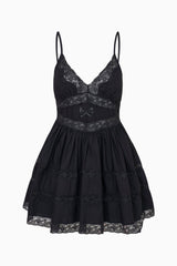 Zima Cotton Lace Bow Mini Dress