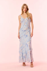 Radiance Fragrance Print Maxi Dress - WHISPER BLUE